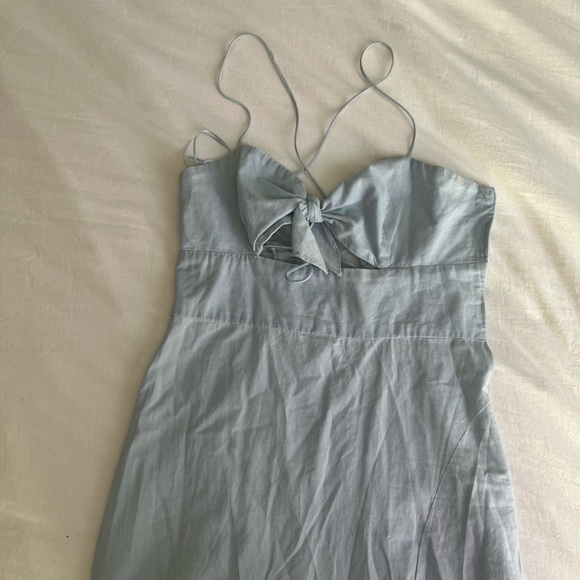 Zara linen blue midi dress with cutouts - Picture 4 of 7